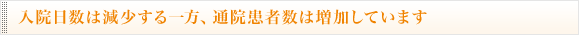 入院日数は減少する一方、通院患者数は増加しています